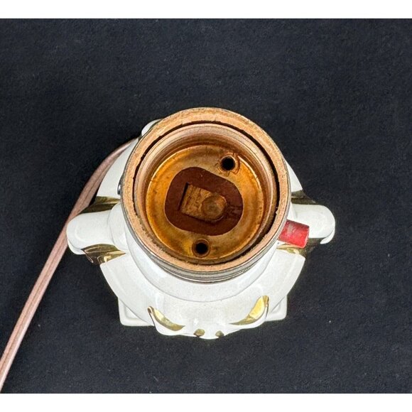 Vintage Ceramic Table Lamp Boudoir Floral Design Gold Accents 5 ft Power Cord - Picture 8 of 12